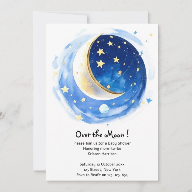 Invitation Baby shower Magique Starry Night Boy (Devant)