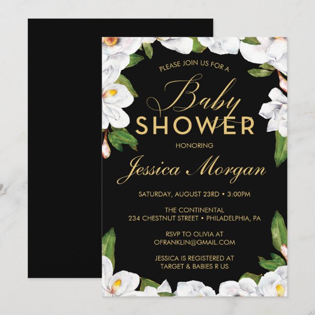 Invitation Baby shower Magnolia (Devant / Derrière)