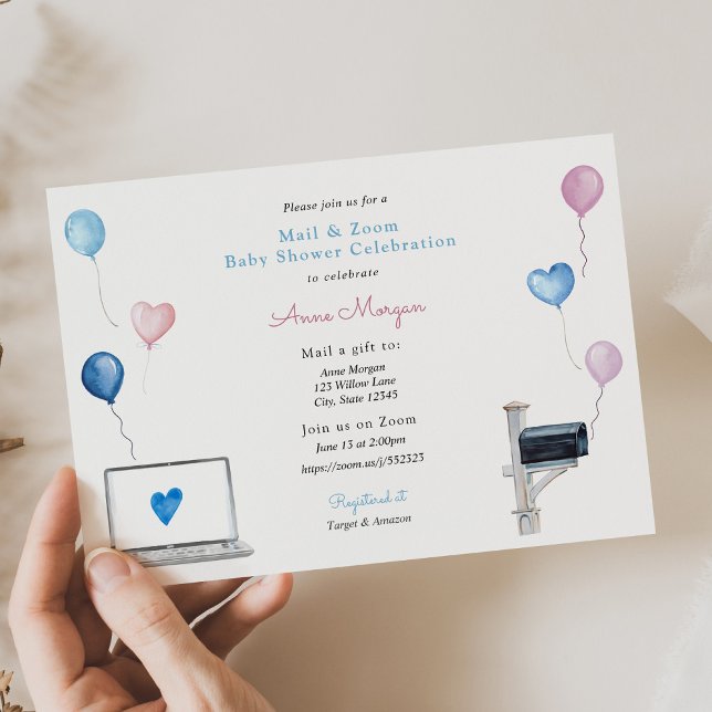 Invitation Baby shower Mail et Zoom Baby shower Fête (Créateur téléchargé)