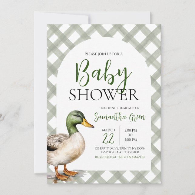 Invitation Baby shower Mallard Duck (Devant)