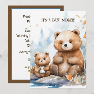 Invitation Baby shower Mama Bear et Cub