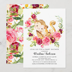 Invitation Baby shower Maman & Baby Monkey