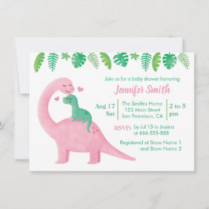 Invitation Baby Shower Maman et Bébé Dinosaure Mignon