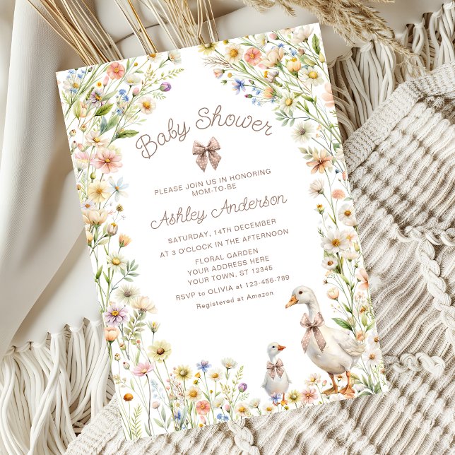 Invitation Baby shower maman et bébé oie boho (Créateur téléchargé)