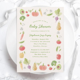Invitation Baby Shower Marché de Fermier aux Aquarelles de Lé