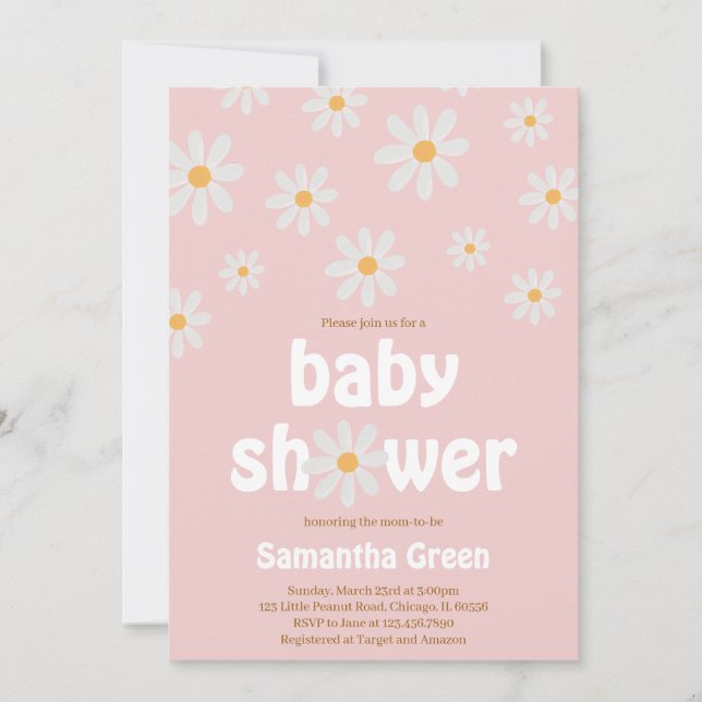 Invitation Baby shower marguerrier (Devant)