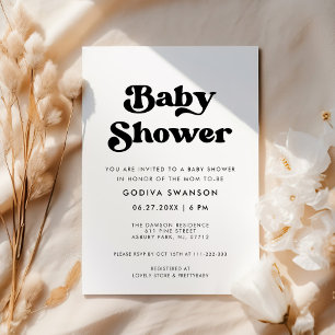 Invitation Baby shower mariage noir et blanc rétro élégant