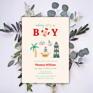 Invitation Baby Shower Marin au Phare Naútque pour Garçon
