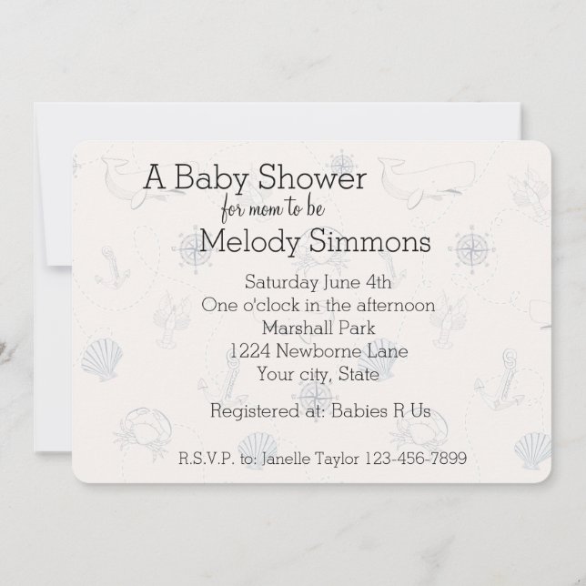 Invitation Baby shower marin nautique (Dos)