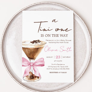 Invitation Baby shower Martini à Espresso Bow rose