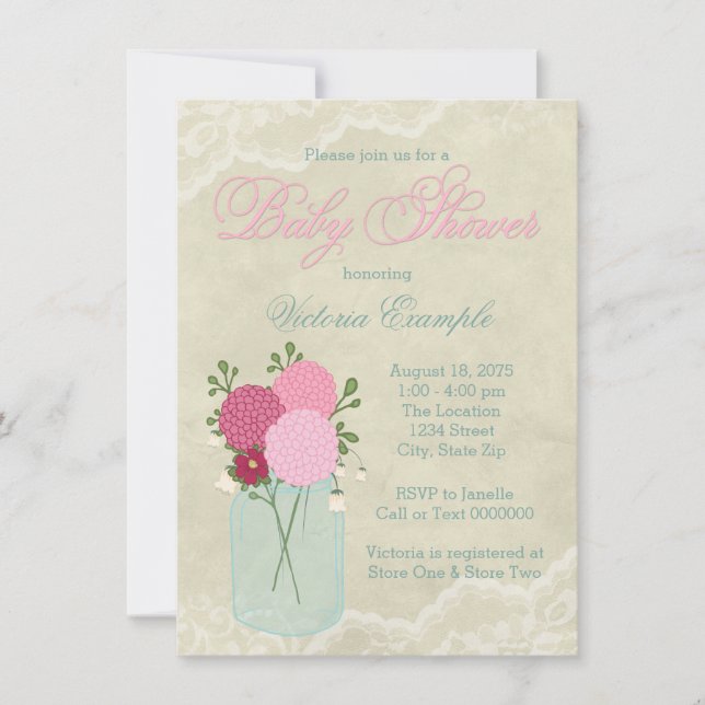 Invitation Baby shower Mason Jar (Devant)