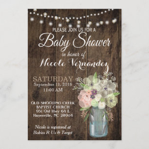 Invitation Baby shower Mason Jar neutre pour les f