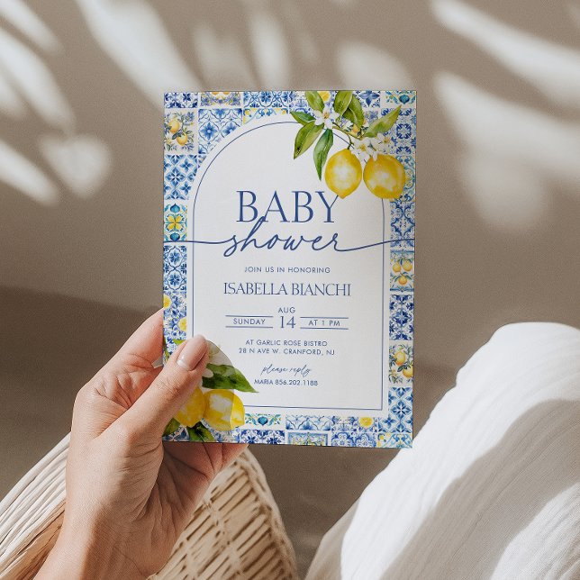 Invitation Baby shower méditerranéen au citron de la côte ama (Créateur téléchargé)