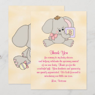 Invitation Baby shower Merci bébé éléphant