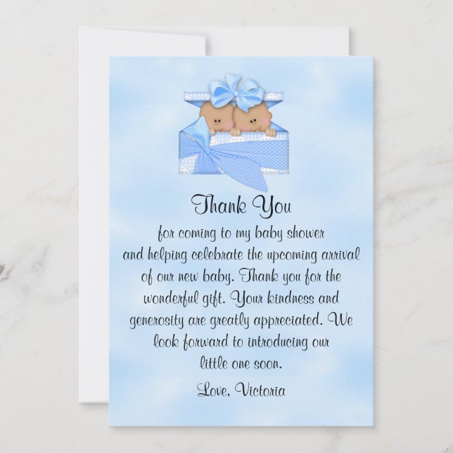 Invitation Baby shower Merci C'est Twins Boy (Devant)