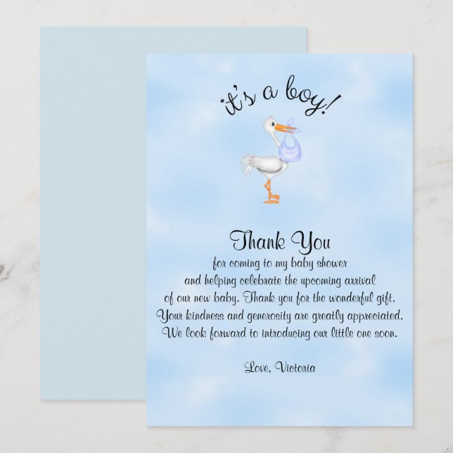 Invitation Baby shower Merci C'est un garçon bébé garçon cigo (Devant / Derrière)