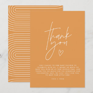 Invitation Baby shower merci orange élégant moderne