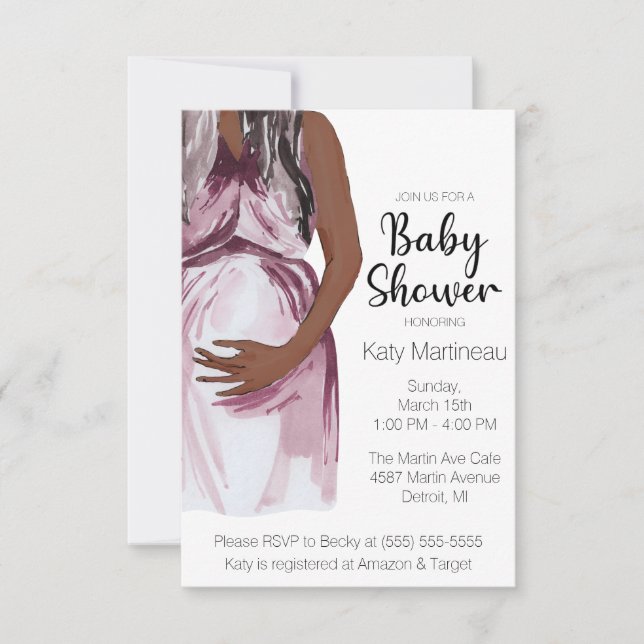 Invitation Baby shower Mère Attenante à l'aquarelle moderne (Devant)