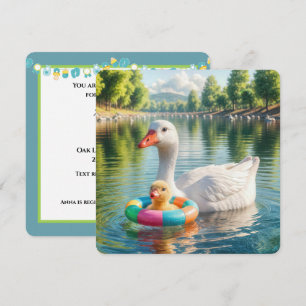 Invitation Baby shower Mère Canard blanc et canard blanc