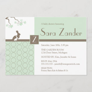 Invitation Baby shower - Mère et bébé lapin