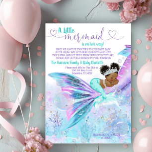 Invitation Baby Shower Mermaid Afro par courrier