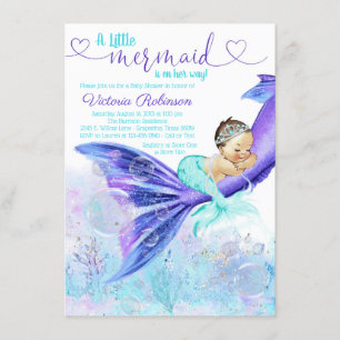 Invitation Baby Shower Mermaid Brunette
