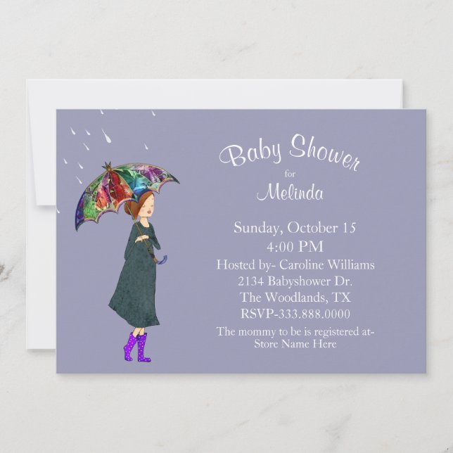 Invitation Baby shower météorologique pluvieuse (Devant)