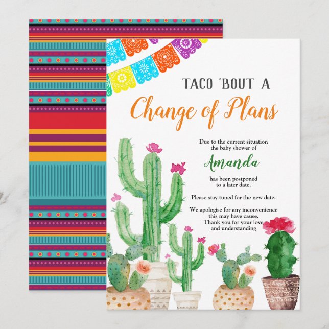 Invitation Baby shower mexicain reporté à la fête (Devant / Derrière)