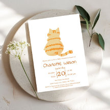 Baby Shower Mignon Chat Orange Rond