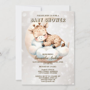 Invitation Baby shower mignon couchage bébé Giraffe animal