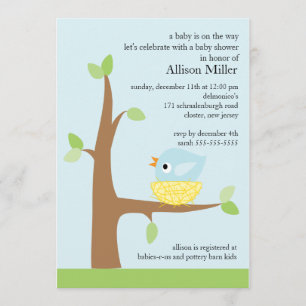 Invitation Baby shower mignon de bébé de nid d'oiseau