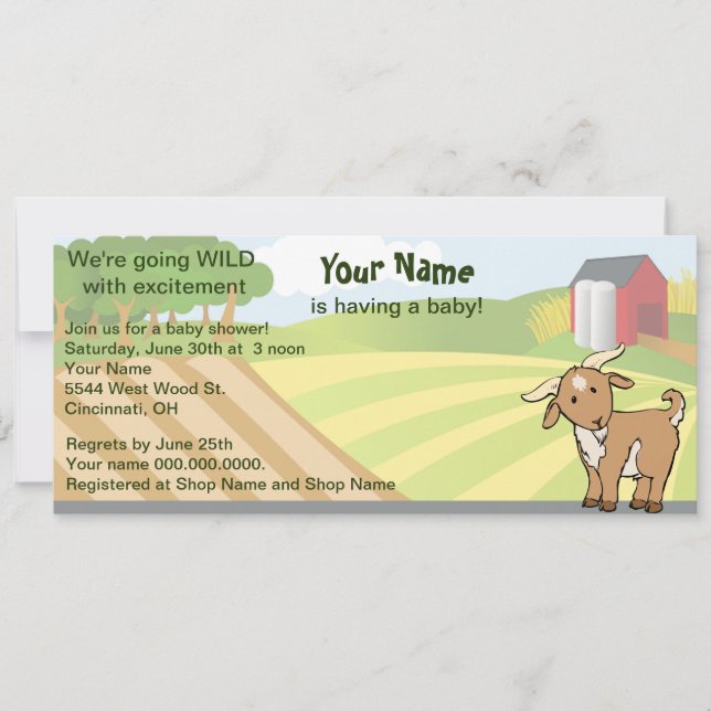 Invitation Baby shower mignon de ferme (Devant)