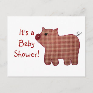 Invitation Baby shower mignon de porc de plaid de rose de