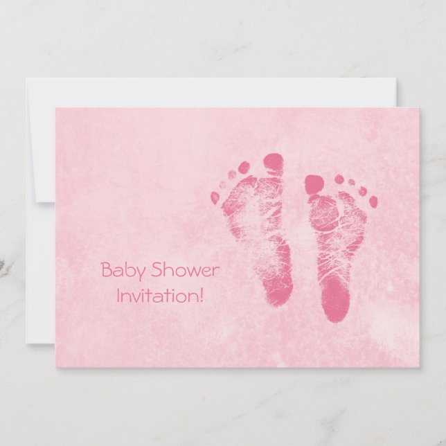 Invitation Baby shower mignon des pieds de bébé de rose de (Devant)