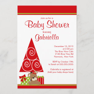 Invitation Baby shower mignon d'hiver de vacances de Noël de