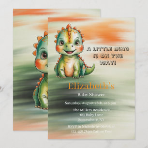 Invitation Baby-Shower Mignon Dinosaure Aquarelle