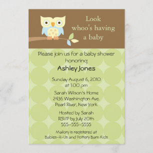 Invitation Baby shower mignon doux de neutre de hibou