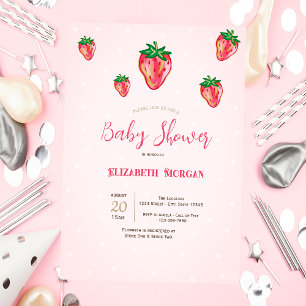 Invitation Baby shower mignon Parties scintillant de fraises 