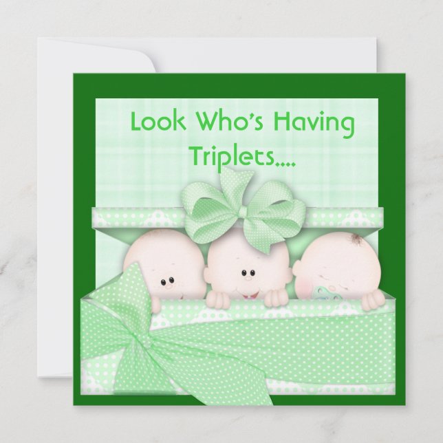 Invitation BABY SHOWER MIGNON pour l'INVITATION de TRIPLETS (Devant)