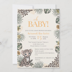 Invitation Baby Shower Mignon Safari Léopard Genre Neutre