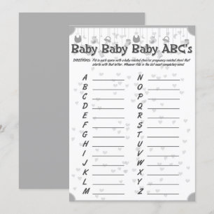 Invitation baby shower mignon unisex jeu abc