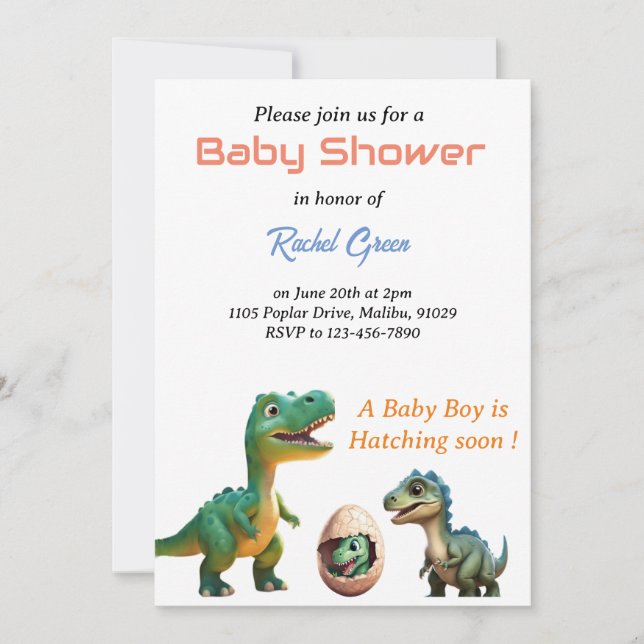 Invitation Baby shower mignonne avec éclosion de d (Devant)