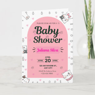 Invitation Baby shower mignonne avec les chats Kaw