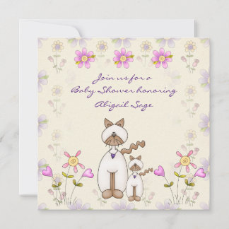 Invitation Baby shower mignonne chats et chattes filles