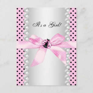 Invitation Baby Shower Mignonne Coccinelle Rose