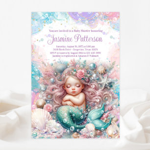 Invitation Baby Shower Mignonne et Élégante avec une Sirène E