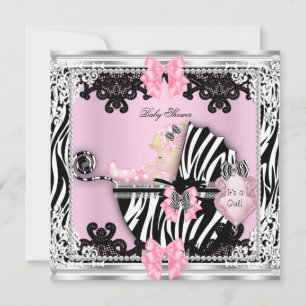 Invitation Baby Shower Mignonne Fille Zèbre Landeuse Blonde B