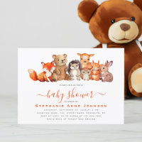 Baby Shower Mignons Animaux de la Forêt Aquarelle 