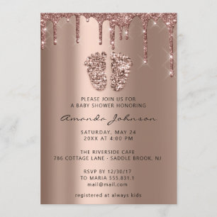 Invitation Baby shower Mignons Pieds Rose Gold Drives Garçon 
