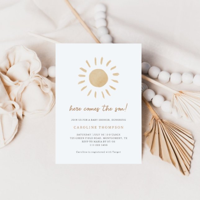 Invitation Baby shower minimal Boho Sunshine (Créateur téléchargé)